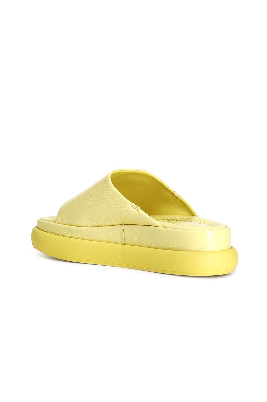 Ciabatta Cafènoir in pelle con fascia grande e accessorio giallo NB3600