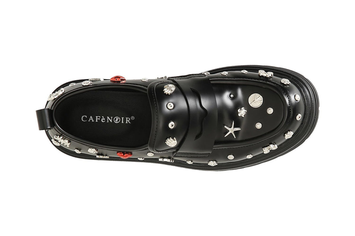 Mocassino Cafènoir da donna con borchie fantasia nero FA9022