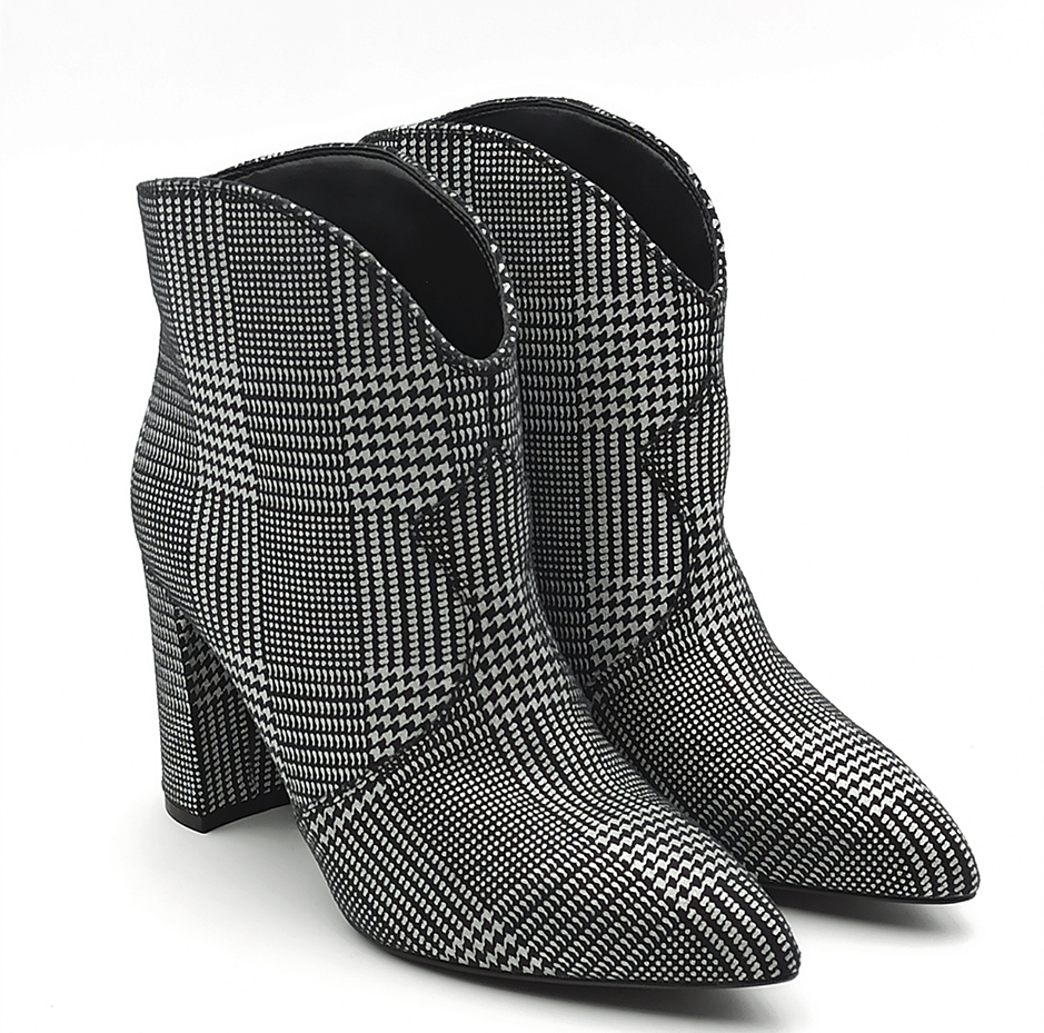 STIVALETTO DONNA TACCO ALTO IN TWEED CAFENOIR LF833 NERO/ARGENTO