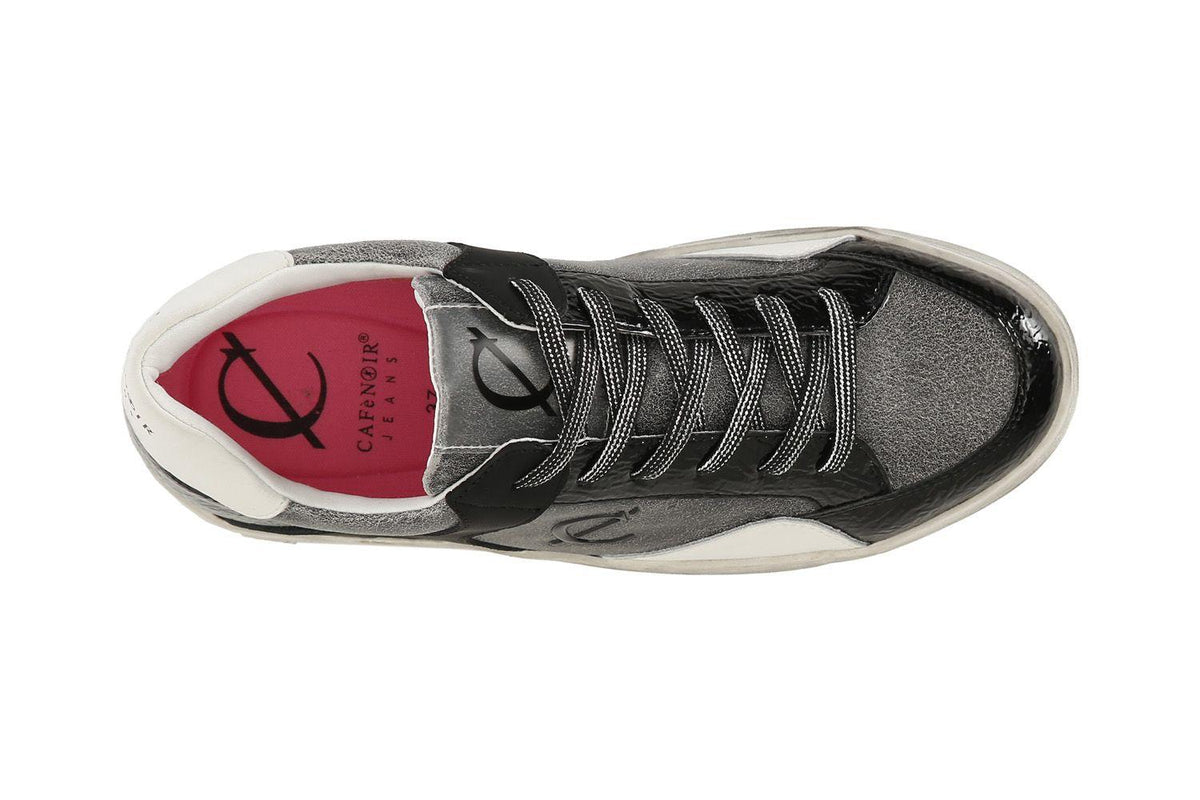 Sneakers da donna in pelle con lacci multi nero DA1032