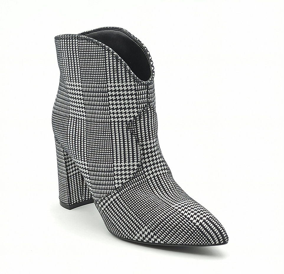 STIVALETTO DONNA TACCO ALTO IN TWEED CAFENOIR LF833 NERO/ARGENTO