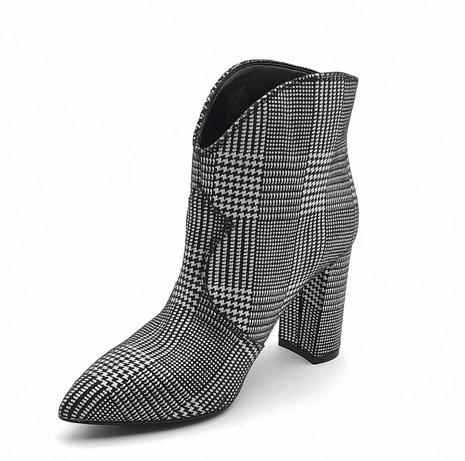 STIVALETTO DONNA TACCO ALTO IN TWEED CAFENOIR LF833 NERO/ARGENTO