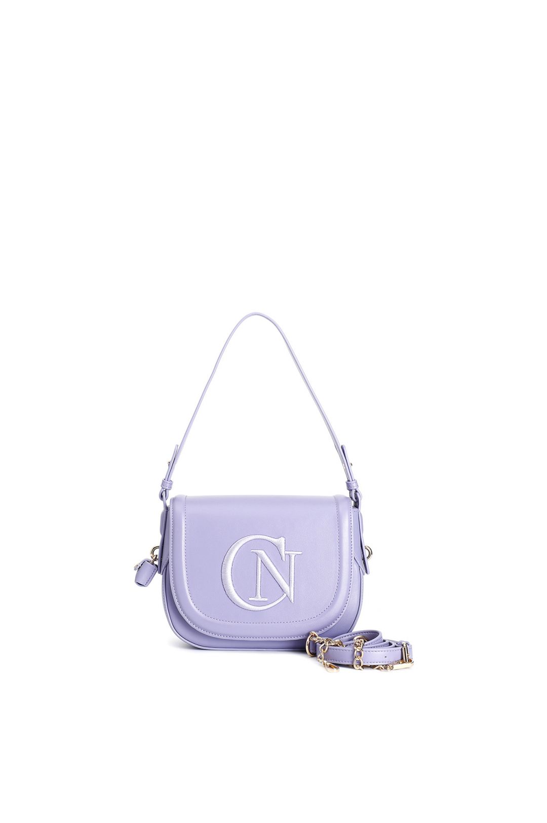 Borsa Cafènoir con pattina con logo ricamato in tono e accessorio lucchetto indaco TA0803
