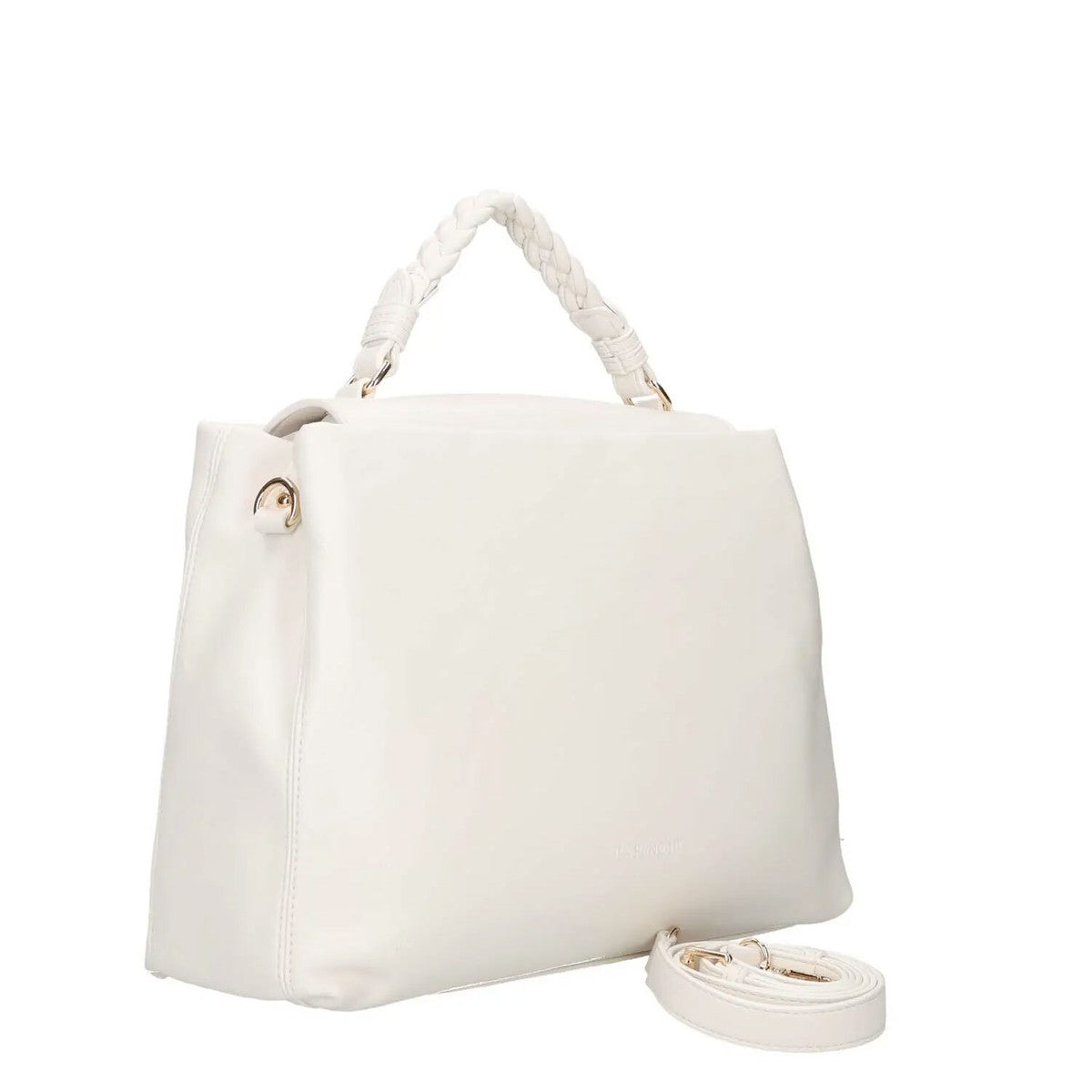 Borsa a mano Cafè Noir Bianco Bianca Bauletto morbida Grande intrecciato NC0805