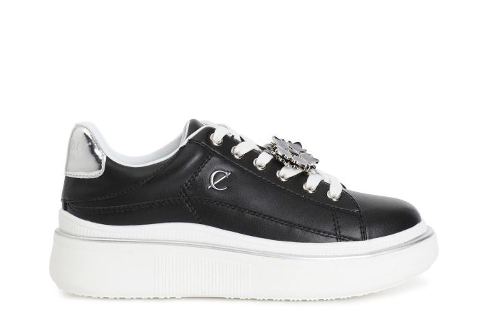 Sneakers bianca/nera Cafènoir in Vera pelle DS1013