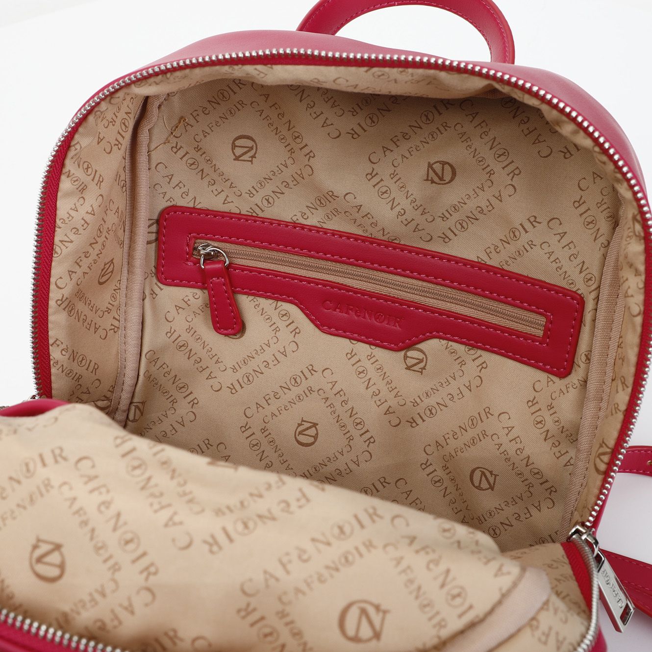 Zaino Cafènoir con logo ricamato e portachiavi personalizzato fuxia JB0001