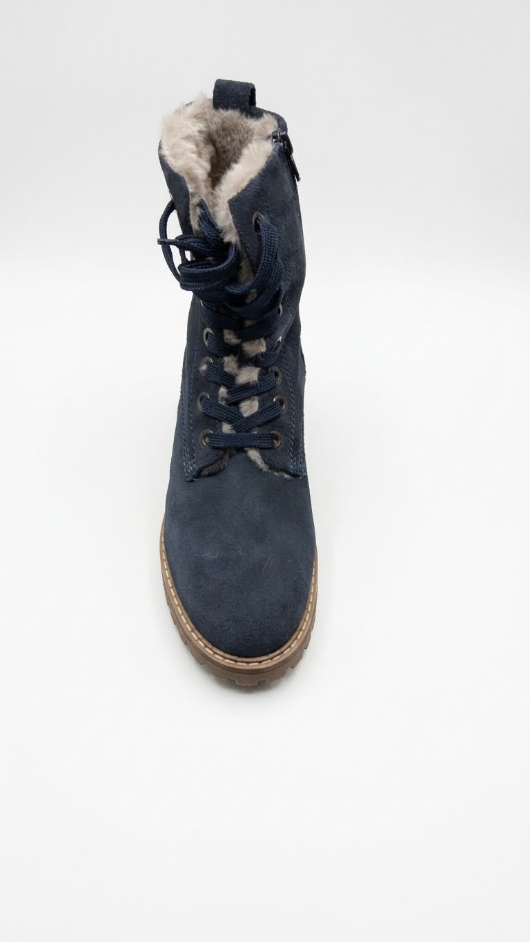 Anfibio parrotto in vera pelle scamosciata blu WH68H01