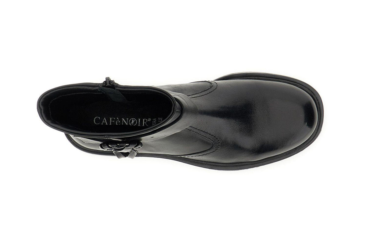 Tronchetti CafeNoir in pelle con fibbia fasciata nero GE1003