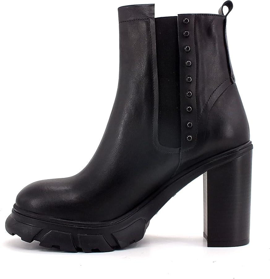 CAFENOIR Stivaletto Tacco Largo Borchiette Donna Nero HA1240
