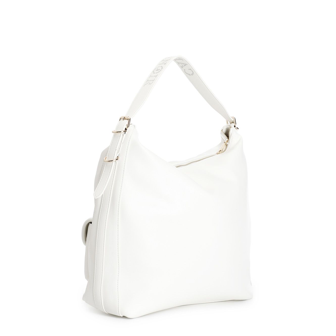 Borsa Cafènoir a spalla con tasche e logo laserato sulla tracolla bianco