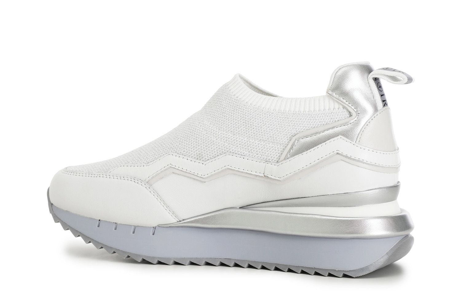 Sneakers Cafènoir slip on in tessuto lurex e pelle bianco DN9670