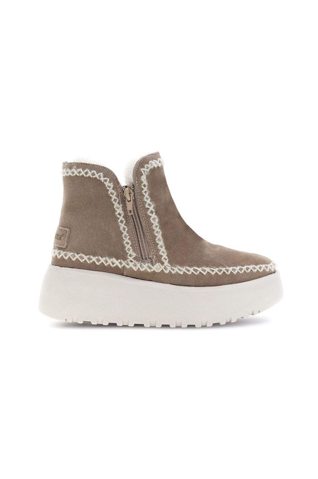 Tronchetti CafeNoir in pelle scamosciata doppia zip taupe DZ6664