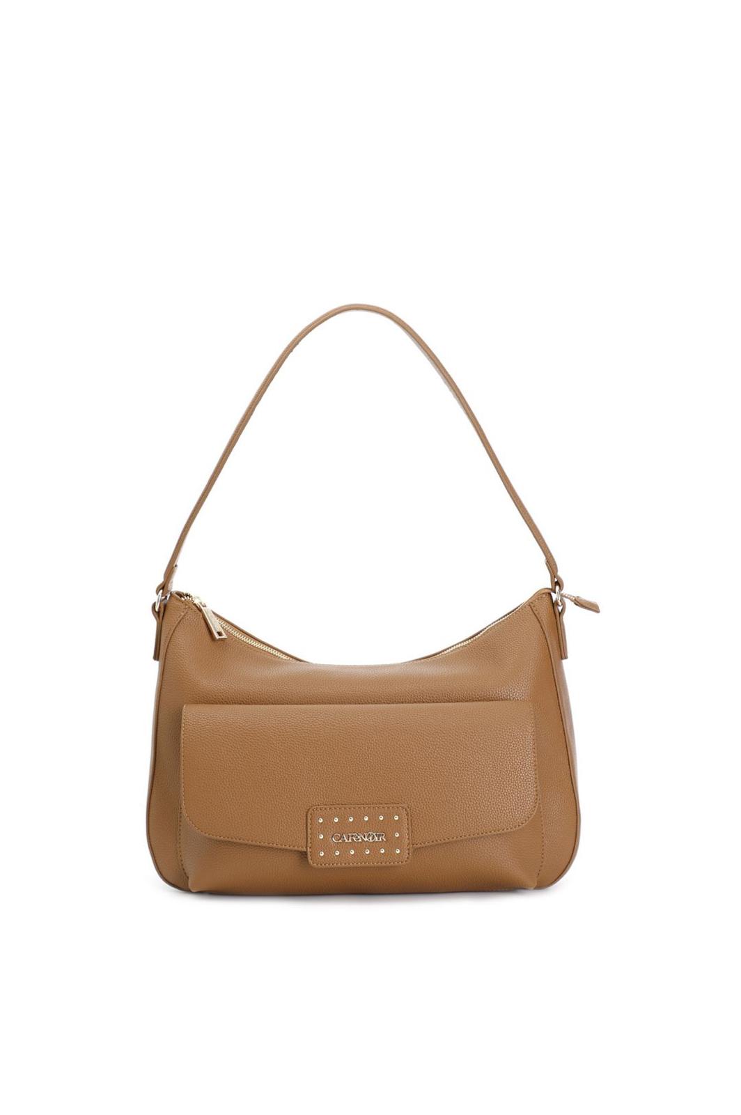 Borsa Cafènoir Hobo in materiale granoso ed effetto suede sul quadrante davanti, dettaglio nodi WF0712