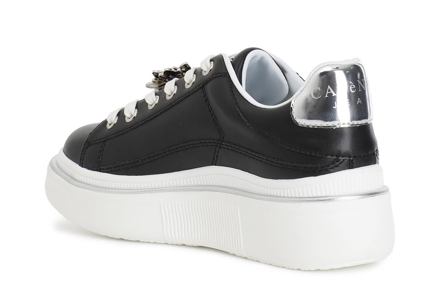 Sneakers bianca/nera Cafènoir in Vera pelle DS1013