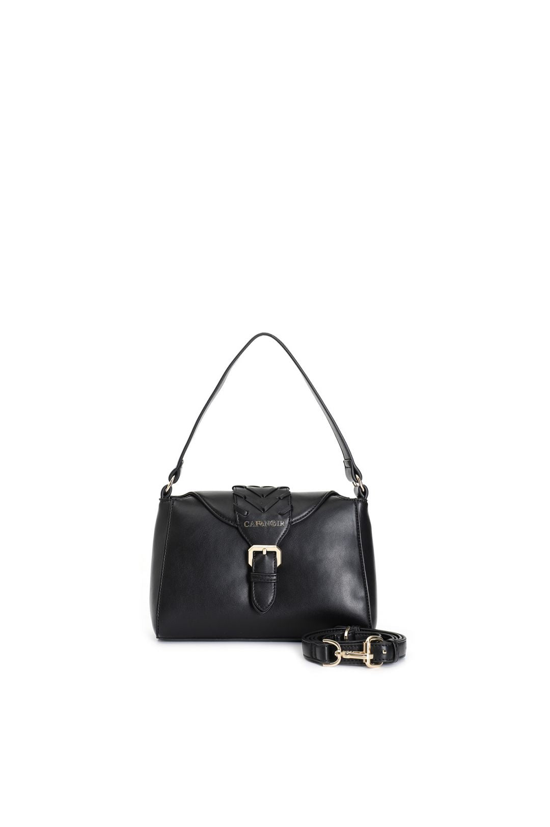 Borsa Cafènoir Tracolla con pattina con motivo di infilatura con fibbia nero WE0812