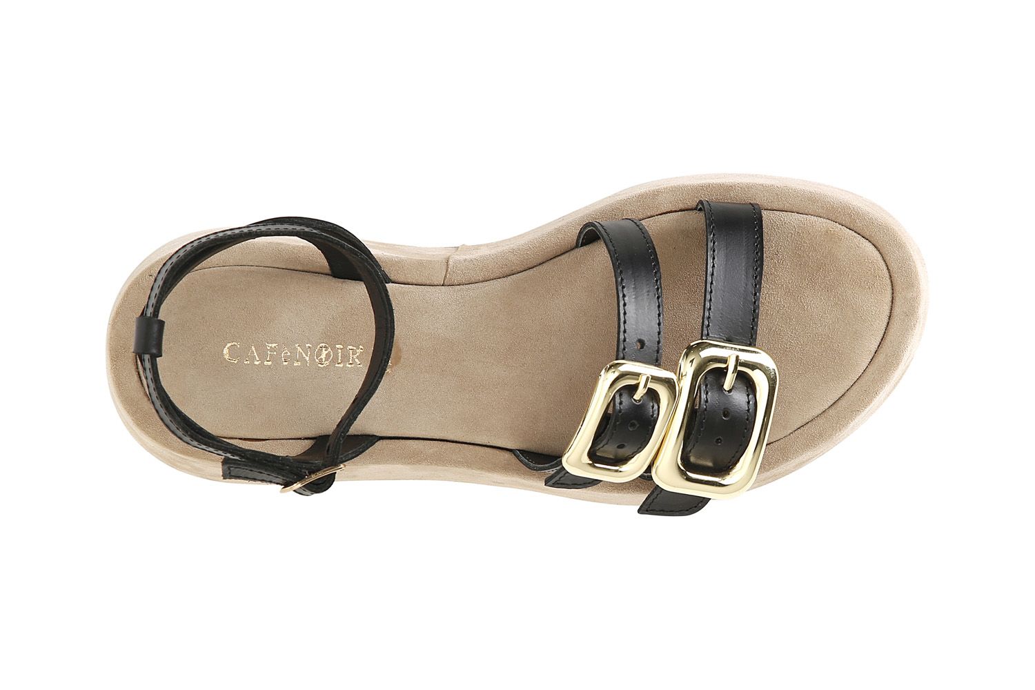 Sandali zeppa di CafèNoir con doppia fascia e doppia fibbia XM1535