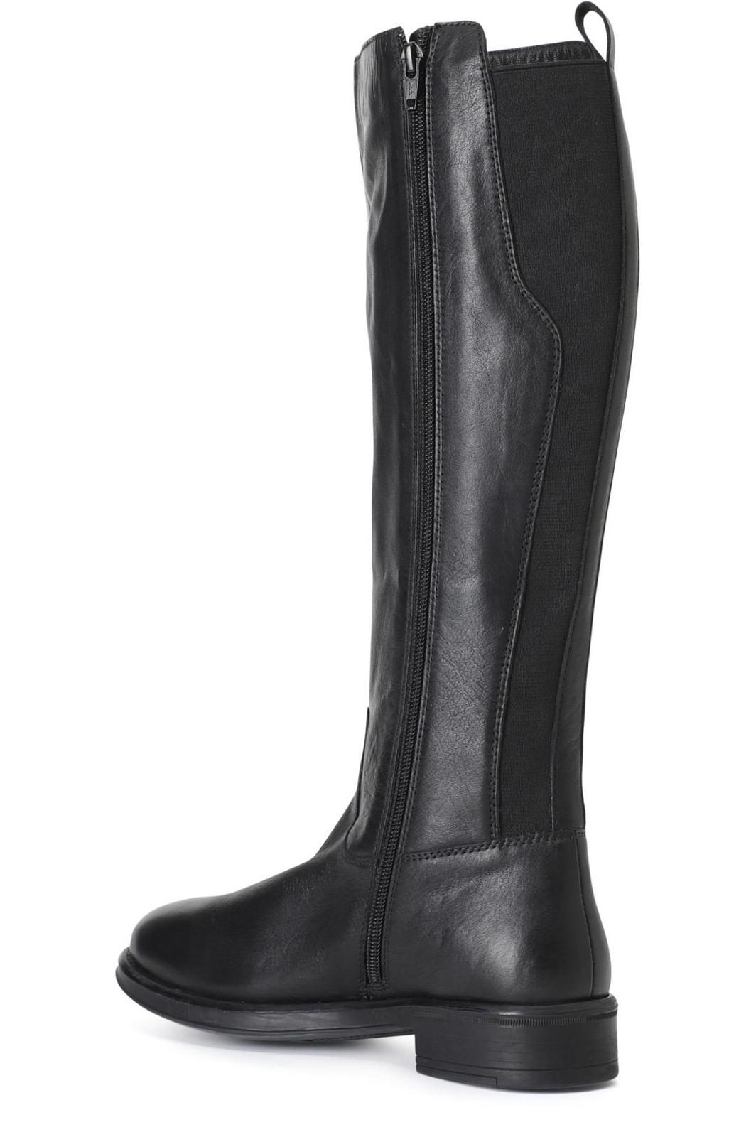 Stivale in pelle con cerniera e elastici nero HD1512