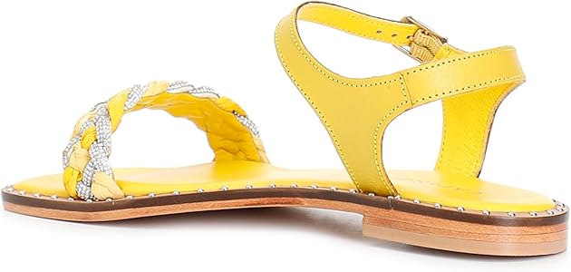 Sandalo Fascia Strass E Raffia Intrecciata GE9160