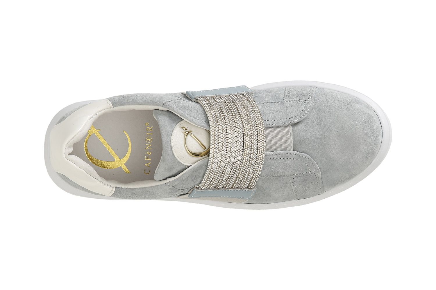 Sneakers Cafènoir in camoscio con fascia strass jeans DE5015