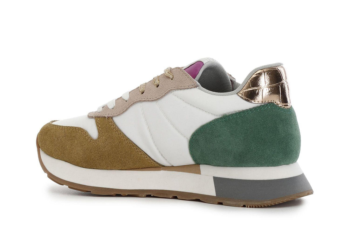 Sneakers da donna in pelle scamosciata e tessuto multicolor DB6001