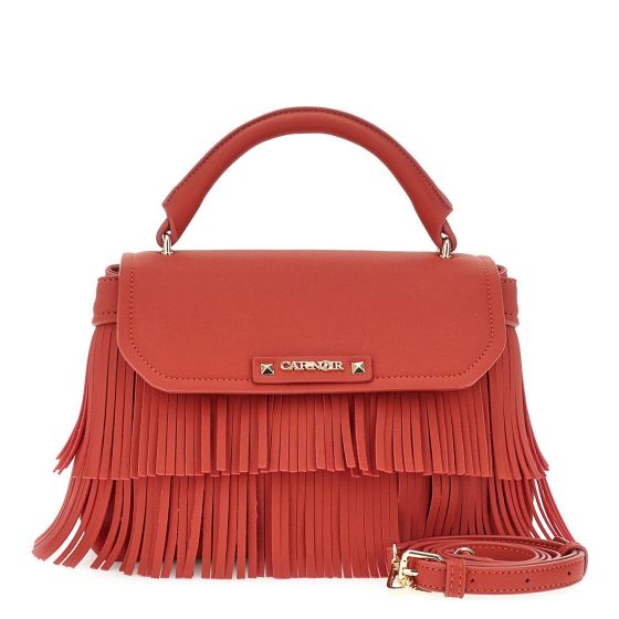 Borsa a mano in similpelle di CafèNoir con pattina e frange NE0935