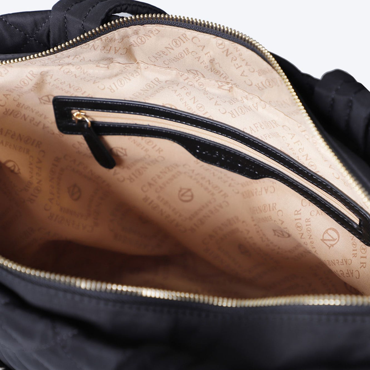 Shopping bag di CafèNoir trapuntata in nylon con stampa floccato JB0017