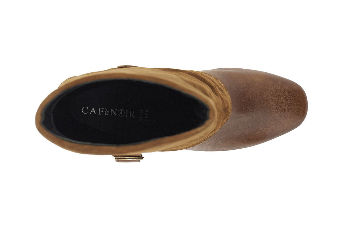 Tronchetto donna CafèNoir in pelle con maxi risvolto in bimateriale LB4403