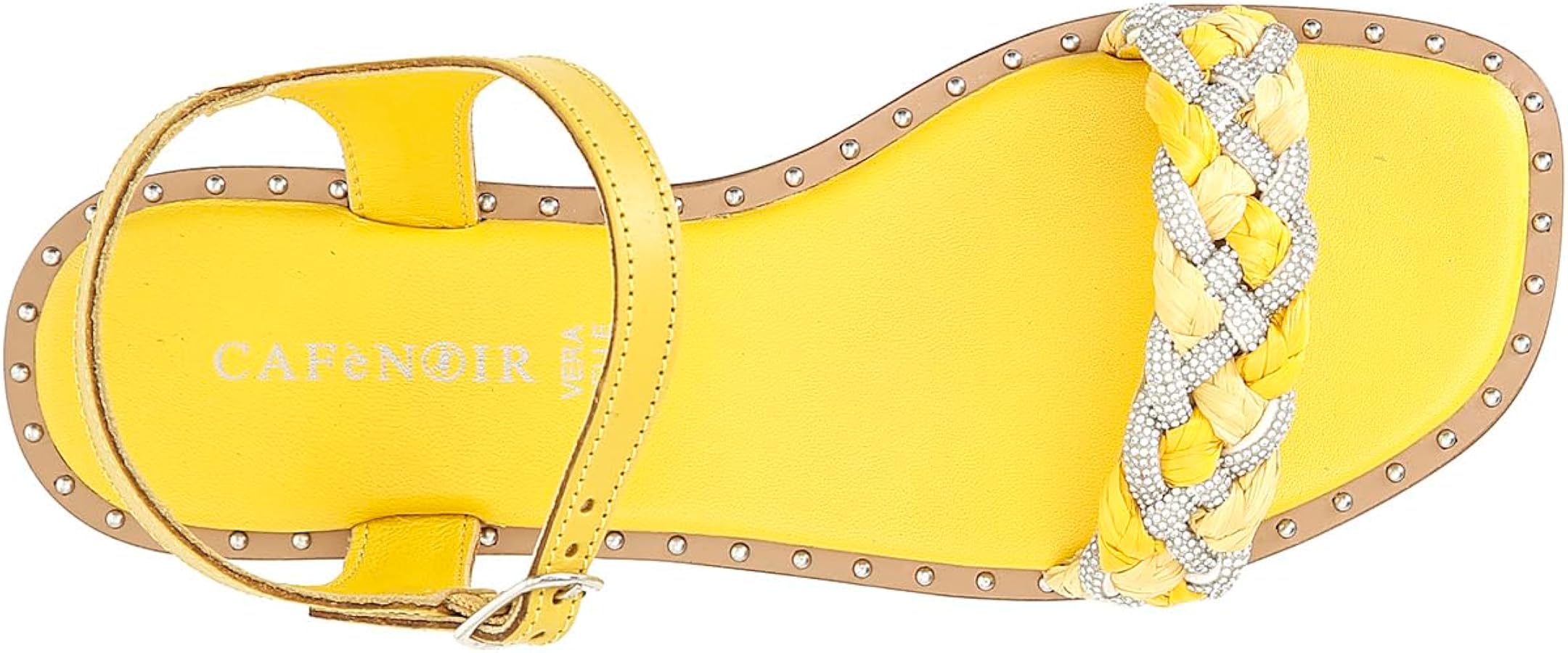 Sandalo Fascia Strass E Raffia Intrecciata GE9160