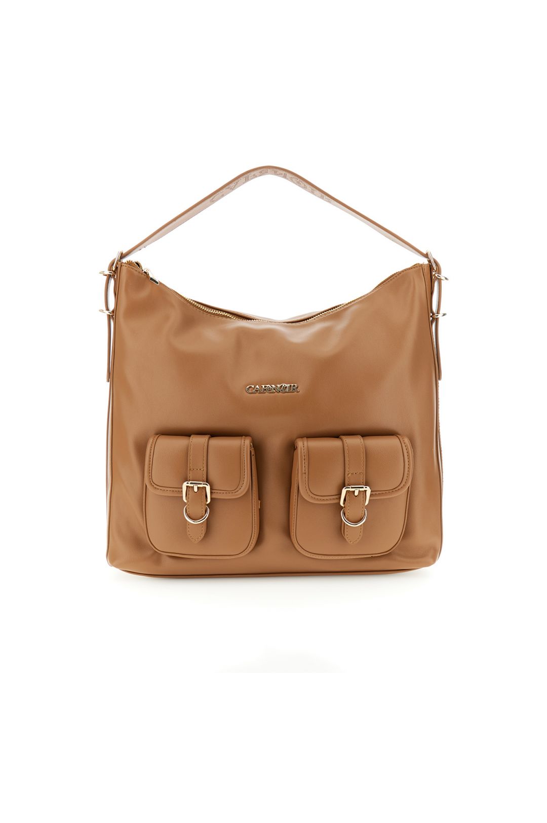 Borsa Cafènoir a spalla con tasche e logo laserato sulla tracolla cuoio MD0810