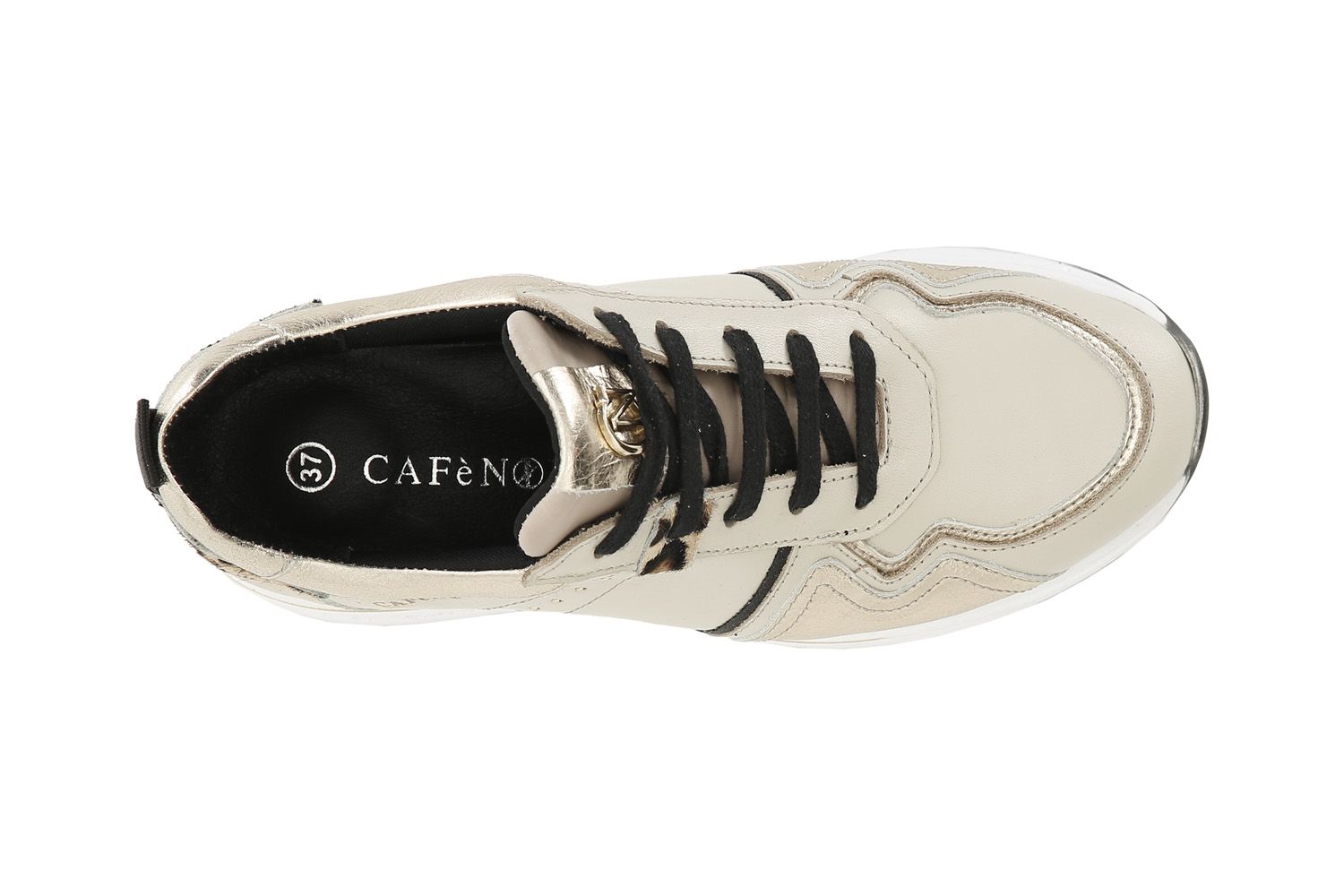 Sneakers Cafènoir beige con zeppa e dettagli animalier DN1005