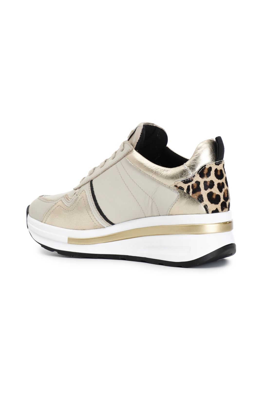 Sneakers Cafènoir beige con zeppa e dettagli animalier DN1005