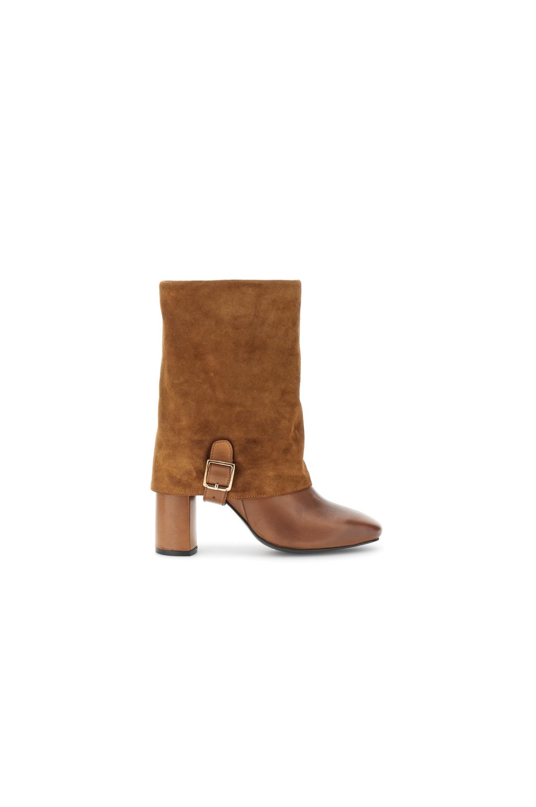 Tronchetto donna CafèNoir in pelle con maxi risvolto in bimateriale LB4403