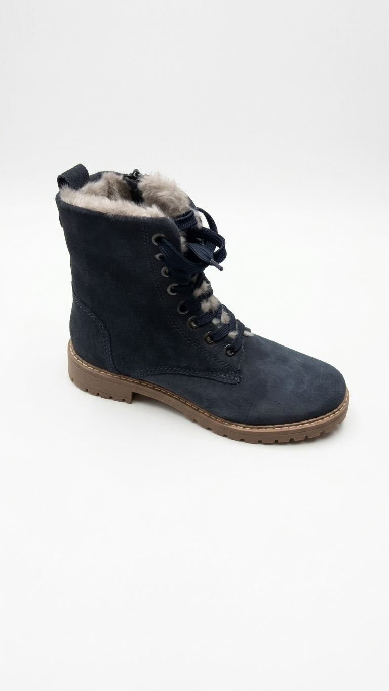 Anfibio parrotto in vera pelle scamosciata blu WH68H01