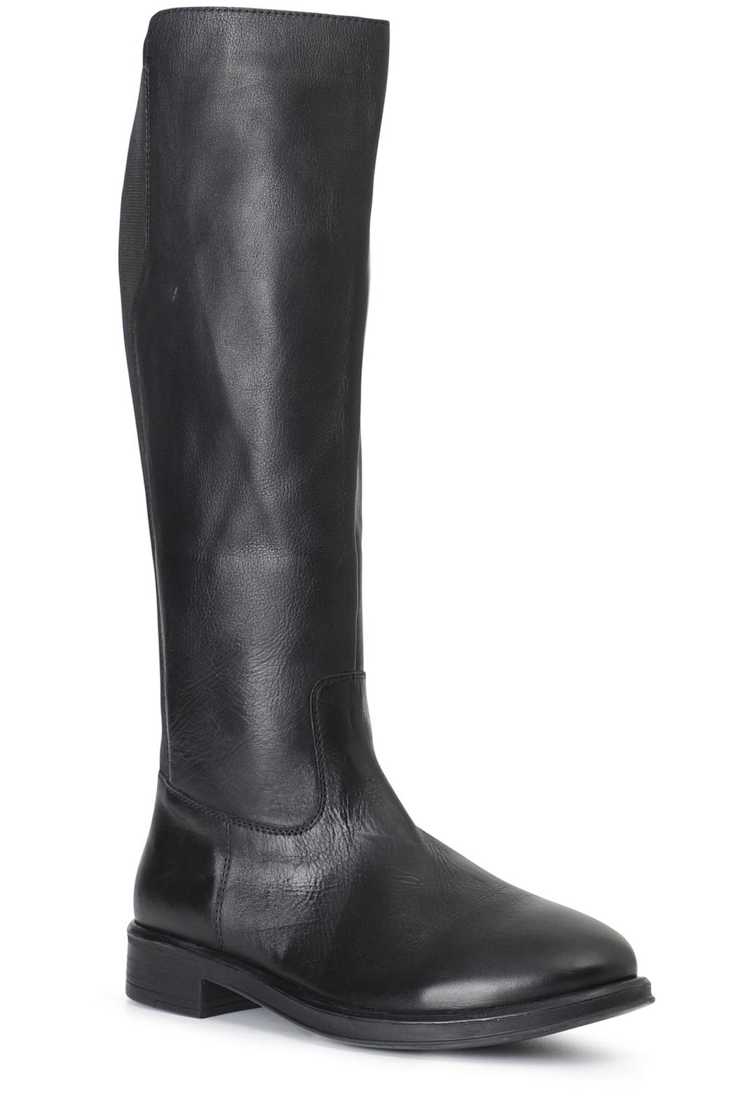Stivale in pelle con cerniera e elastici nero HD1512