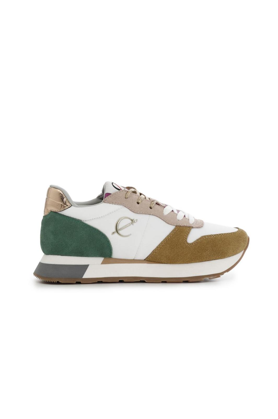 Sneakers da donna in pelle scamosciata e tessuto multicolor DB6001