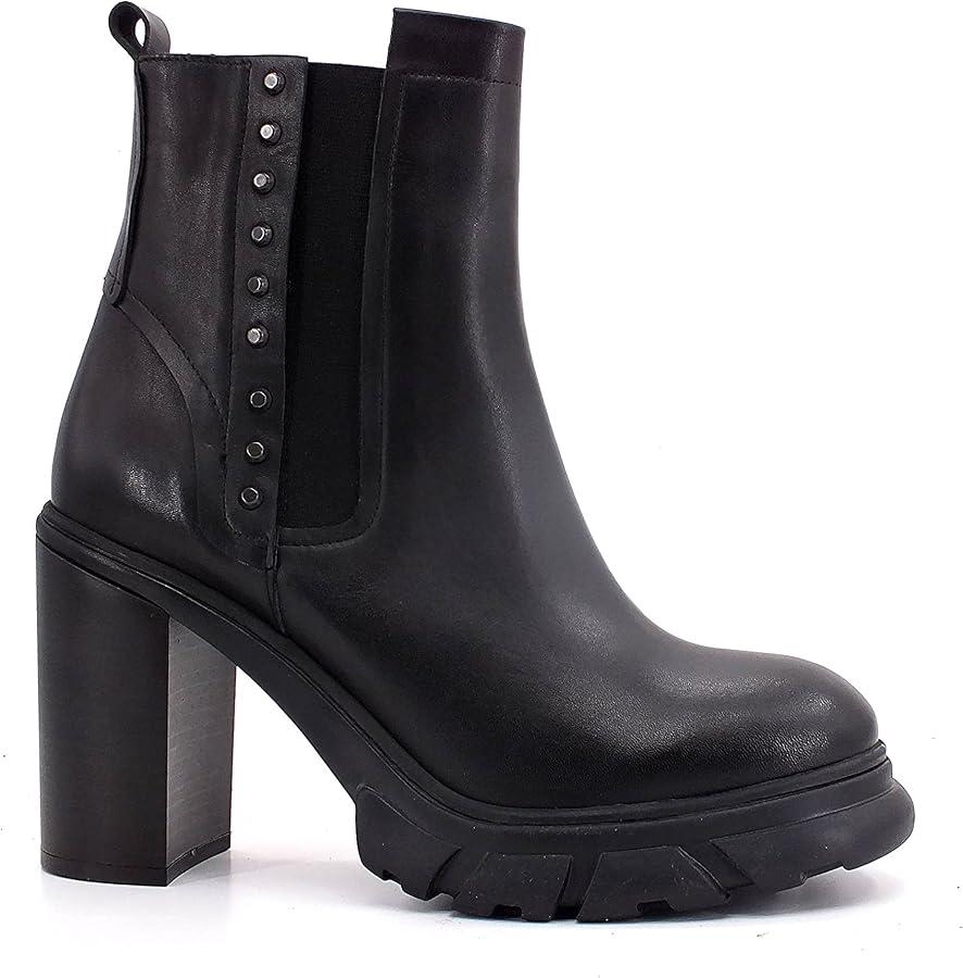 CAFENOIR Stivaletto Tacco Largo Borchiette Donna Nero HA1240