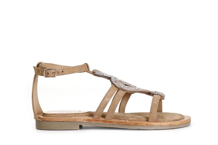 Sandali Cafènoir in camoscio con accessorio strass GC5012