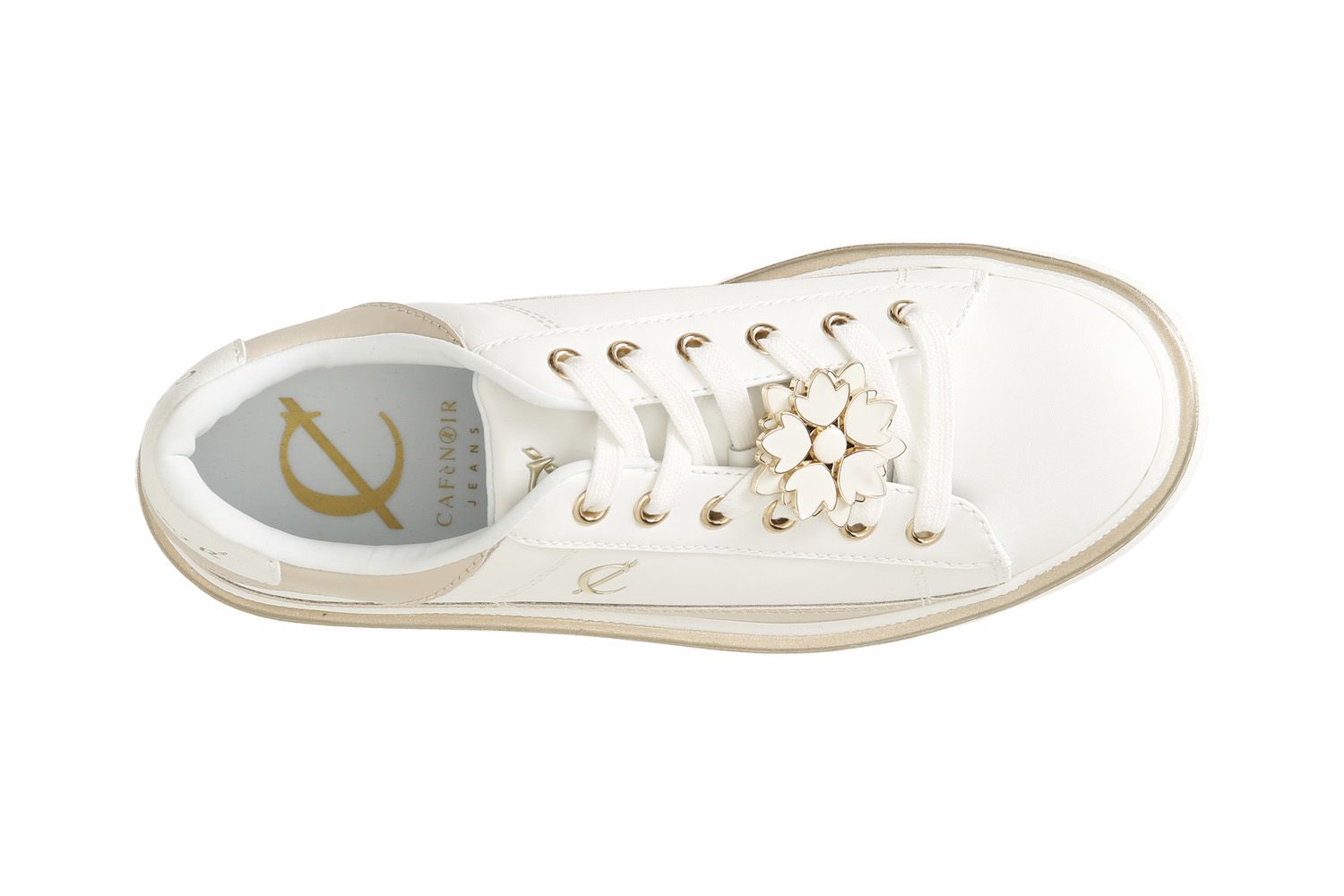 Sneakers bianca/nera Cafènoir in Vera pelle DS1013