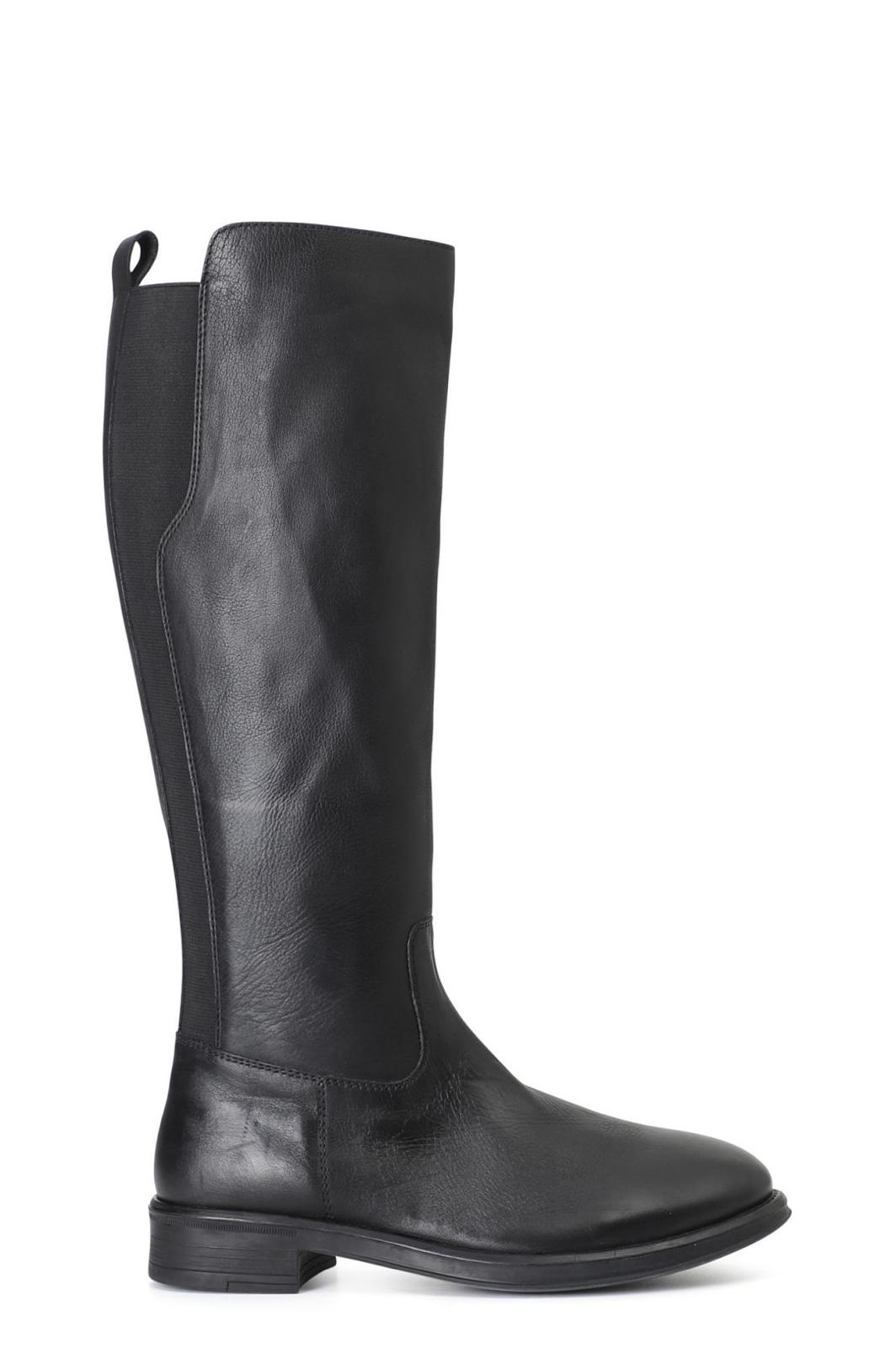 Stivale in pelle con cerniera e elastici nero HD1512